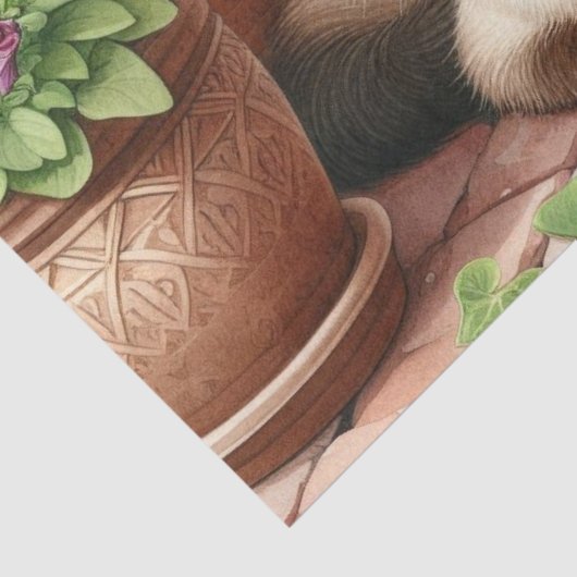 Siamkatze im Garten mit Zaunpapier Seidenpapier (Detail)