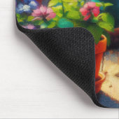 Siamkatze im Gartenölgemälde Mousepad (Ecke)