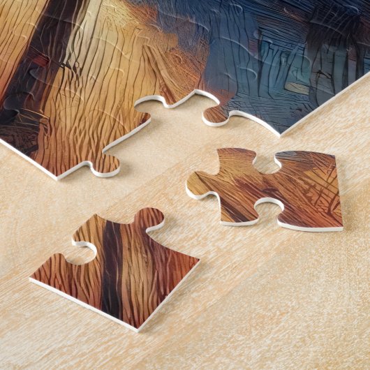 Siamkatze im Gartenölgemälde Puzzle (Seite)