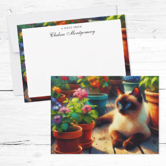 Siamkatze im Individuelle Name Garden Oil Painting Mitteilungskarte