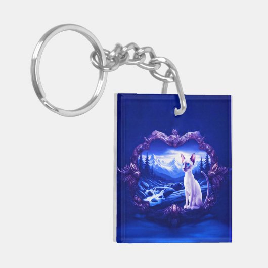 Siamkatze in Landschaftlichem Rahmen Schlüsselanhänger (Vorderseite links)