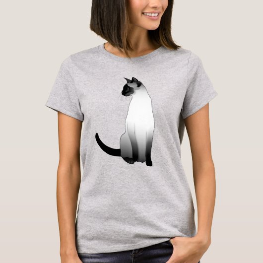 Siamkatze in Schwarz, Weiß und Grau / Grau T-Shirt (Vorderseite)