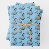 Siamkatze mit blauem Schmetterlingstiermuster Geschenkpapier Set (Beispiel)