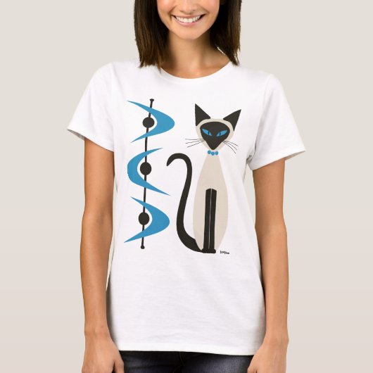 Siamkatze mit Blue Boomerangs aus dem Mittelalter T-Shirt (Vorderseite)