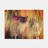 Siamkatze mit Blume Fußmatte (Vorderseite)