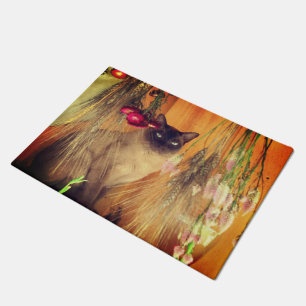 Siamkatze mit Blume Fußmatte