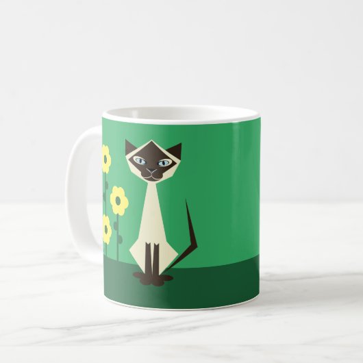 Siamkatze mit Blume Kaffeetasse (Vorderseite Links)