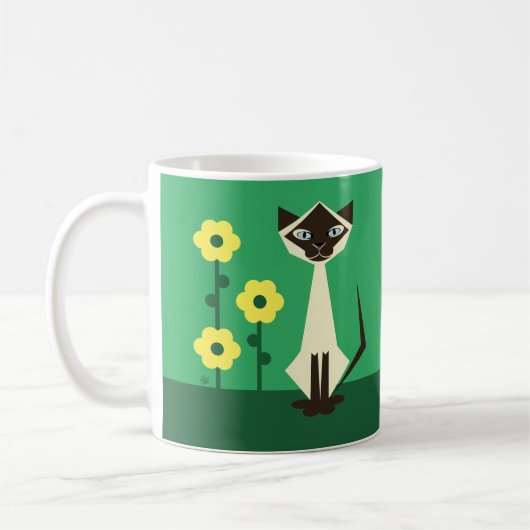 Siamkatze mit Blume Kaffeetasse (Links)