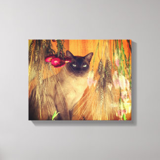 Siamkatze mit Blume Leinwanddruck
