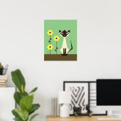 Siamkatze mit Blume Poster (Heimbüro)