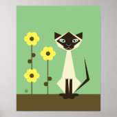 Siamkatze mit Blume Poster (Vorne)