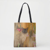 Siamkatze mit Blume Tasche (Vorderseite)