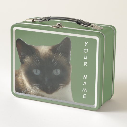 Siamkatze mit hellblauer Augen Grüne Lunchbox (Vorderseite)