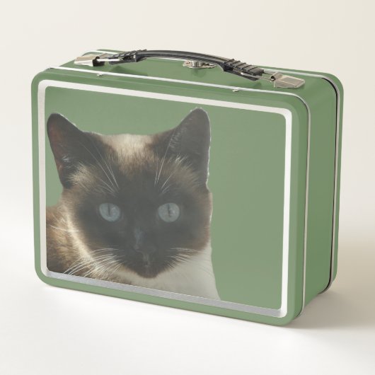 Siamkatze mit hellblauer Augen Grüne Lunchbox (Rückseite)