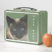 Siamkatze mit hellblauer Augen Grüne Lunchbox (Beispiel)