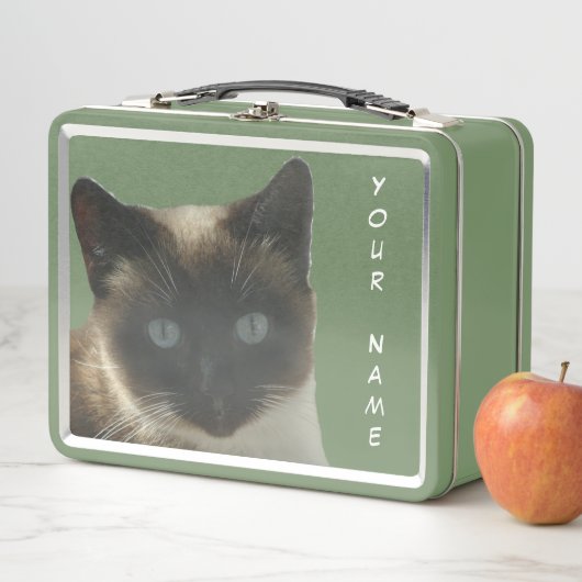 Siamkatze mit hellblauer Augen Grüne Lunchbox (Beispiel)