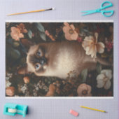 Siamkatze mit rosa Blume Decoupage Seidenpapier (Basteln)