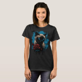 Siamkatze mit rote Rose T-Shirt (Vorne ganz)
