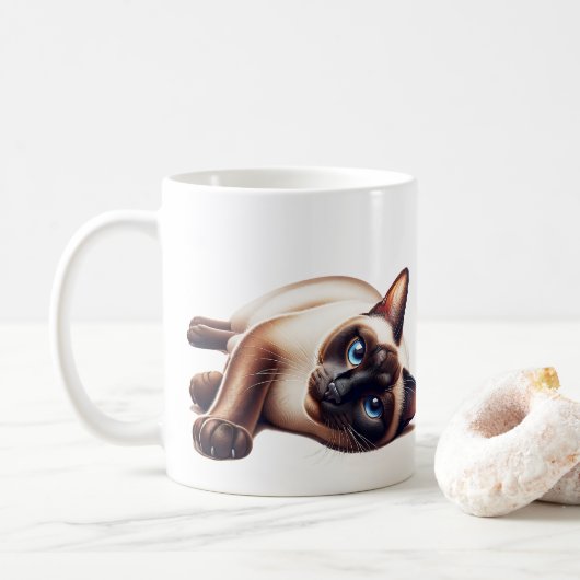 Siamkatze, Niedlich blaue Mit Augen Feline Kaffeetasse (Mit Donut)
