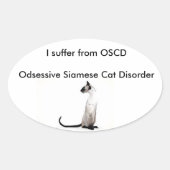 Siamkatze Ovaler Aufkleber (Vorderseite)