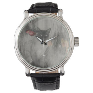 Siamkatze, schwarz-weiß armbanduhr