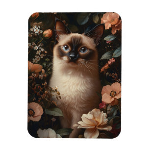 Siamkatze umgeben von rosa Blume flexibel Magnet