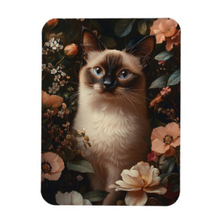 Siamkatze umgeben von rosa Blume flexibel Magnet