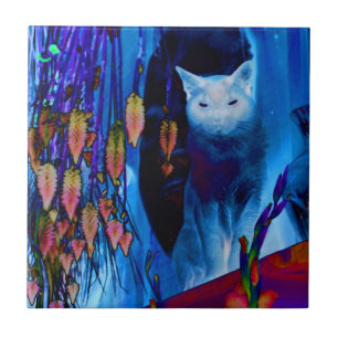 Siamkatze und Blume Tierart Fliese