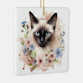 Siamkatze und Blume Wasserfarbe Keramikornament (Rechts)