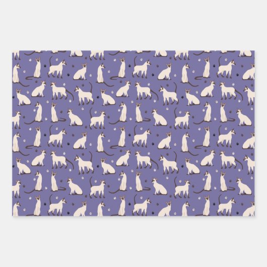 Siamkatze und Paws Aquamarin Lila Geschenkpapier Set (Vorderseite 2)