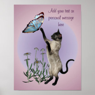 Siamkatze und Schmetterling Personalisiert Poster