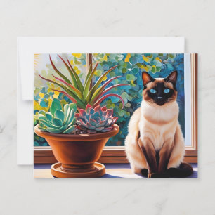 Siamkatze und Sukkulenten  Postkarte