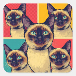 Siamkatze weihnachten quadratischer aufkleber
