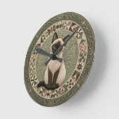 Siamkatzen-Quilt Runde Wanduhr (Winkel)