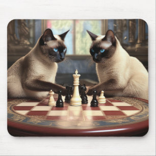 Siamkatzen Schach spielen Mousepad