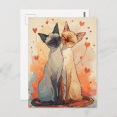 Siamkatzen Valentinstag Postkarte (Vorne/Hinten)