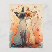 Siamkatzen Valentinstag Postkarte (Vorderseite)