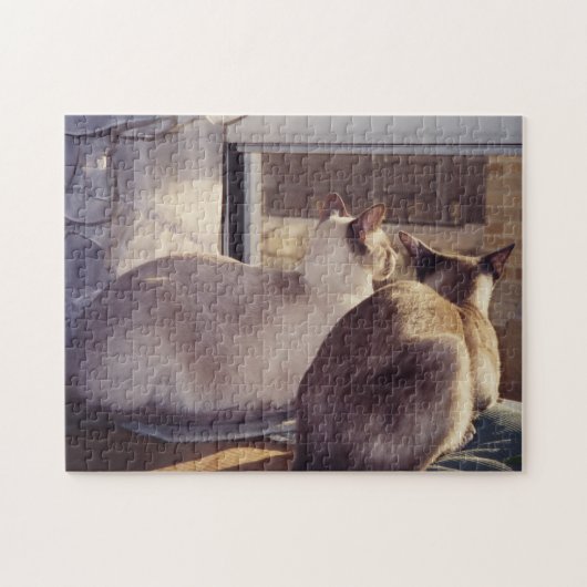 Siamkatzen Zwei am Fenster (2) Puzzle (Horizontal)