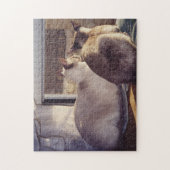 Siamkatzen Zwei am Fenster (2) Puzzle (Vertikal)