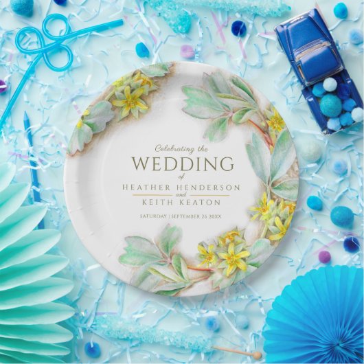 Sibbaldia procumbens Wildblume Aquarell Hochzeit Pappteller (Party)