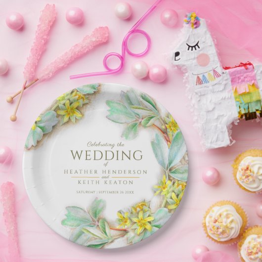 Sibbaldia procumbens Wildblume Aquarell Hochzeit Pappteller (Party)