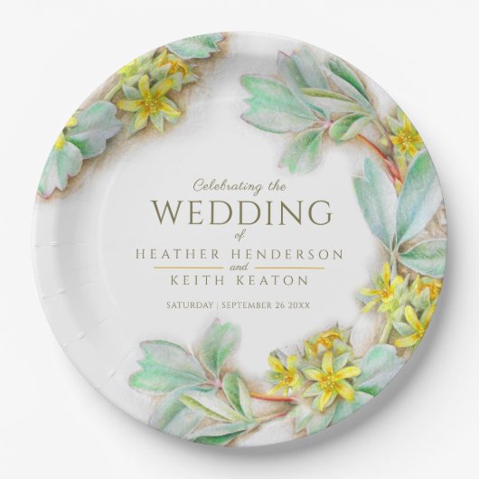 Sibbaldia procumbens Wildblume Aquarell Hochzeit Pappteller (Vorderseite)