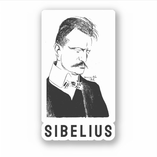 Sibelius: Zeichnung von Albert Engström (1904) Aufkleber (Vorderseite)