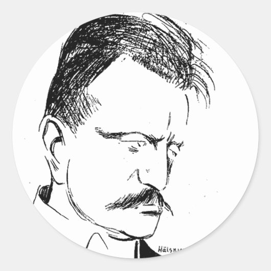 Sibelius: Zeichnung von Albert Engström (1904) Runder Aufkleber (Vorderseite)