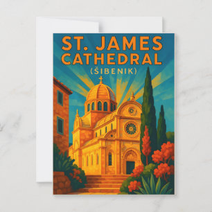 Šibenik Croatia Vintage Travel PostCAR- St. James Postkarte