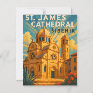 Šibenik Kroatien Vintage Reise Postkarte - St. Jam