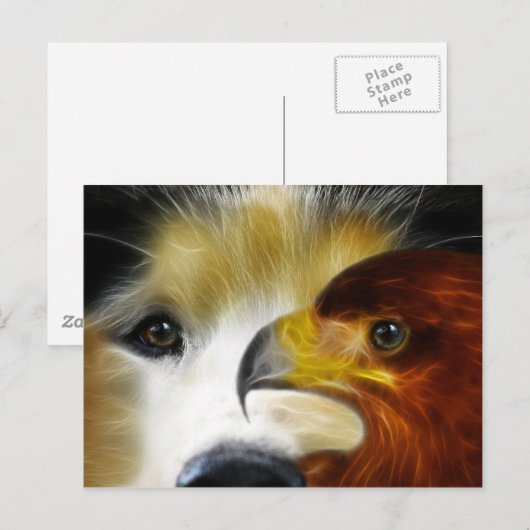 Siberia Husky Mighty Eagle Postkarte (Vorne/Hinten)