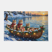 Siberian Cat Christmas Boat Holiday Fußmatte (Vorderseite)