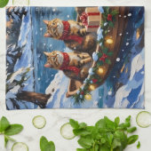 Siberian Cat Christmas Boat Holiday Geschirrtuch (Gefaltet)