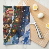 Siberian Cat Christmas Boat Holiday Geschirrtuch (Viertel Falte)